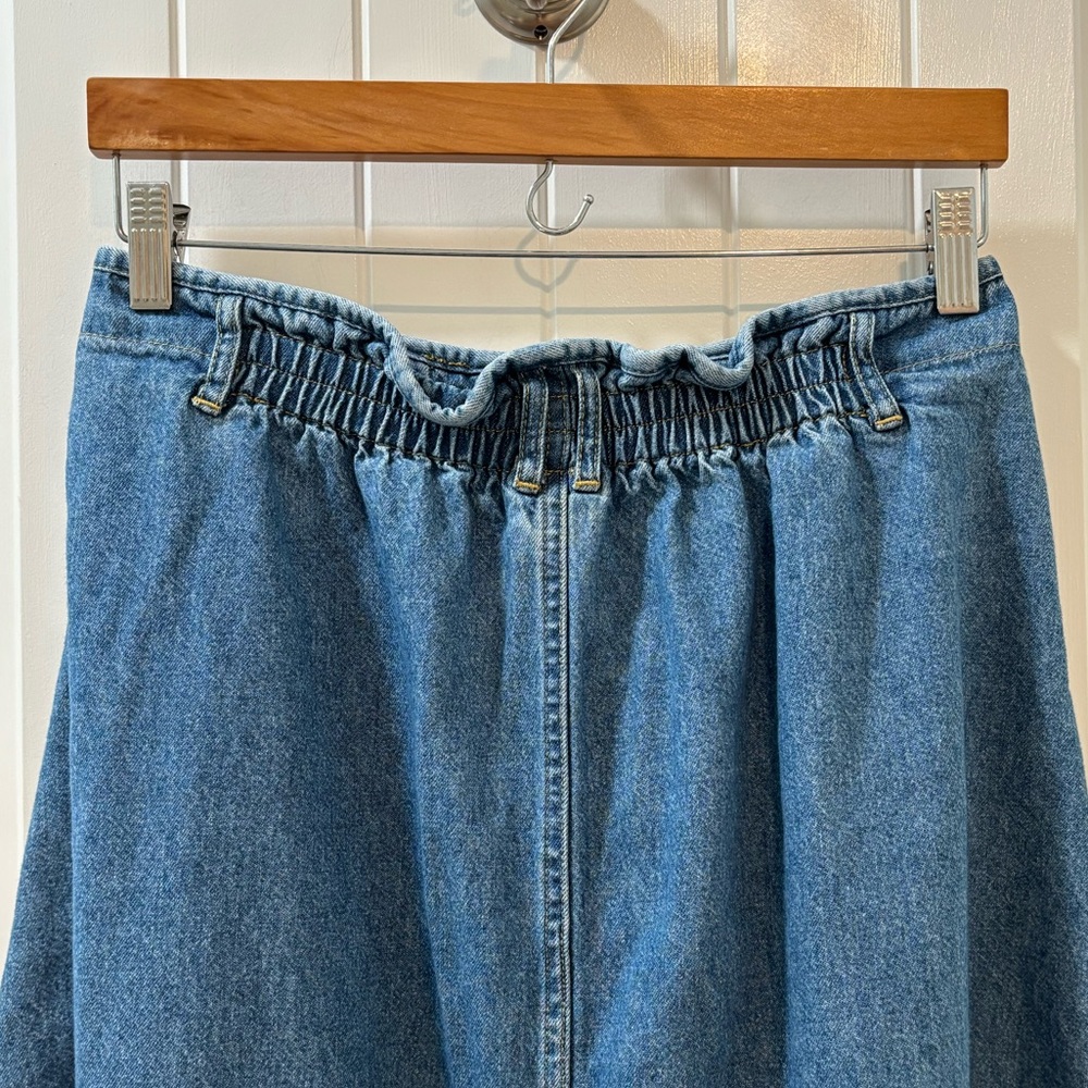 Liz Claiborne Vintage Full Length Denim Skirt Button Closer Jean Skirt Size 4 - Picture 7 of 7